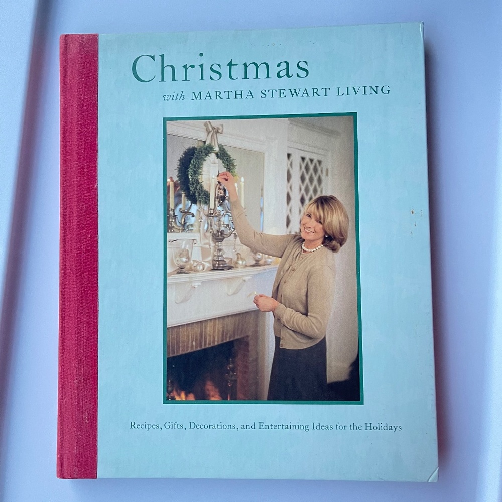 Martha Stewart Christmas Hardcover Book with Red Spine and Light Blue Cover
